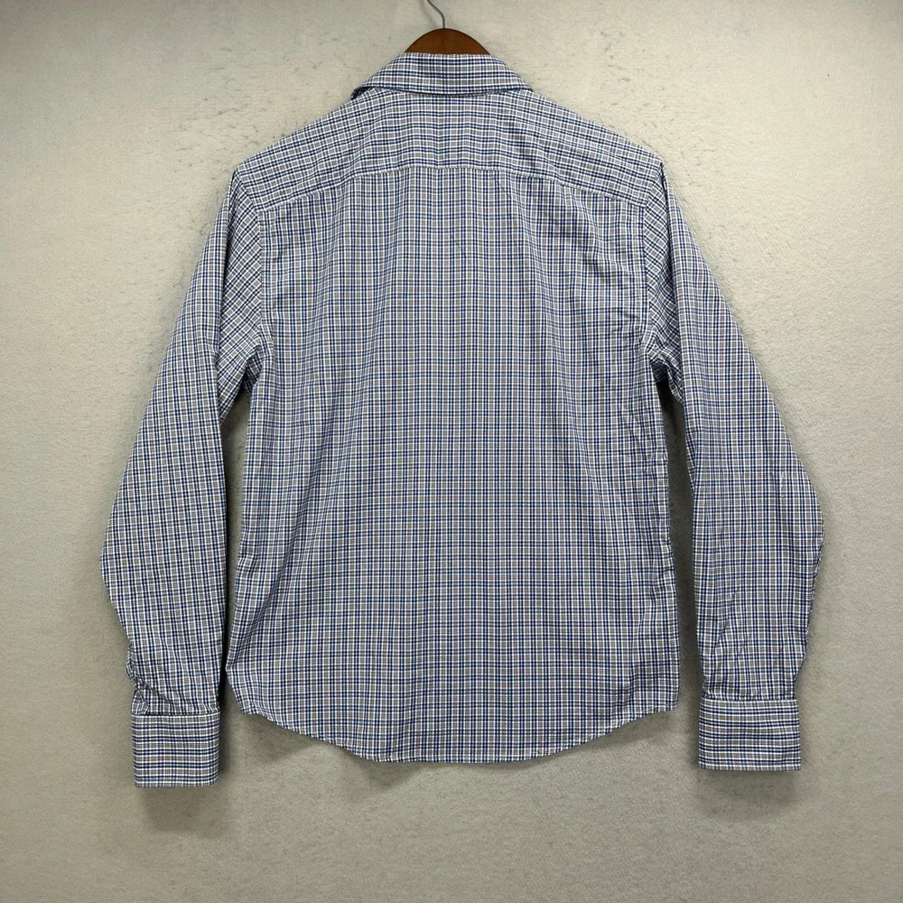 UNTUCKit Button Up Shirt Men Small Blue Varick Check Performance Casual Preppy